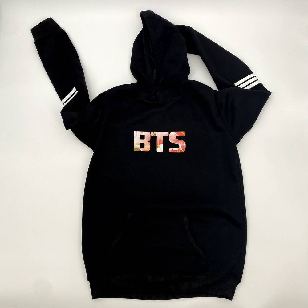 BTS Black Hoodie Sweatshirt Floral J-Hope 94 Unisex Sz M